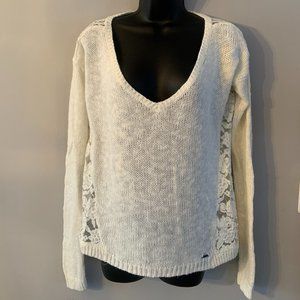 Abercrombie sheer lace back cream sweater size M